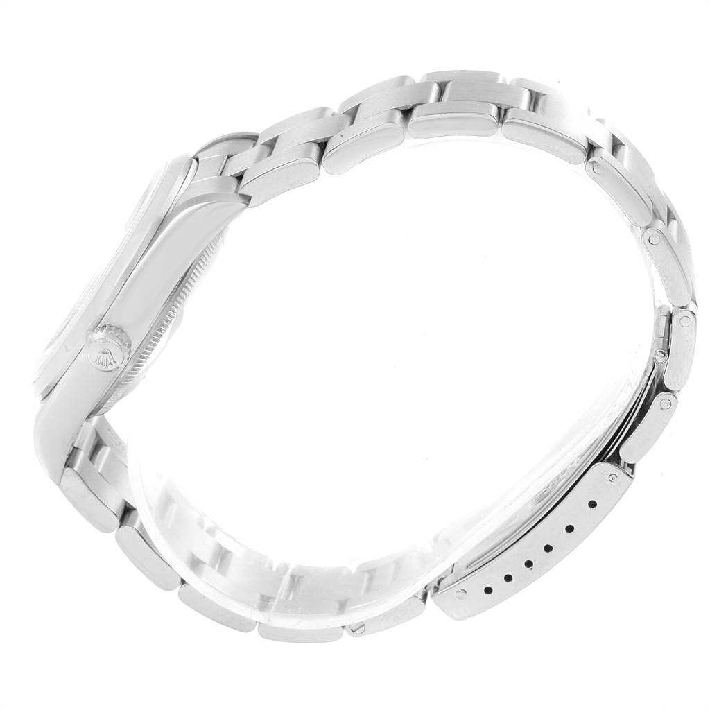 The image shows a side view of a Rolex Air-King 14000 Men's Stainless Steel White Dial 14000 Men's Stainless Steel White Dial watch, highlighting the bracelet and profile of the case.