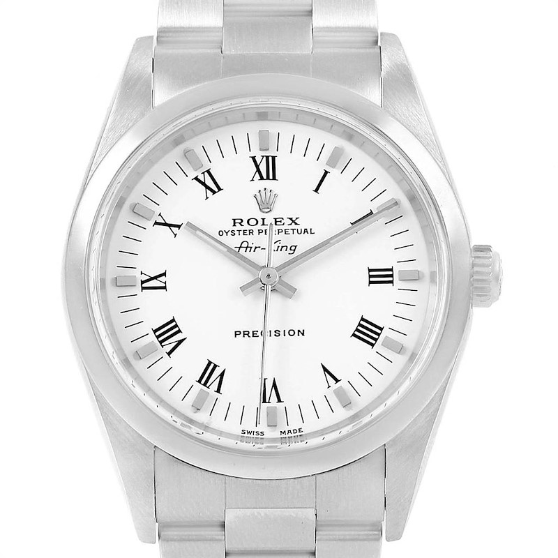 Rolex Air King White Roman Dial Domed Bezel Mens Watch 14000 SwissWatchExpo