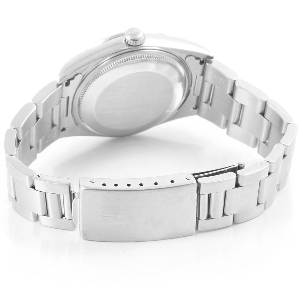 This image shows the underside, bracelet, and clasp of a Rolex Air-King 14000 Men's Stainless Steel Blue Dial 14000 Men's Stainless Steel Blue Dial watch.