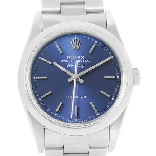 Photo of Rolex Air King 34 mm Blue Dial Domed Bezel Steel Mens Watch 14000