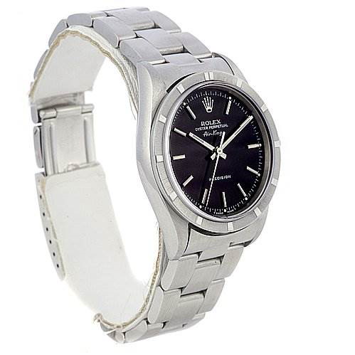 Rolex Air King Mens Ss Black Stick Dial Watch 14010 SwissWatchExpo