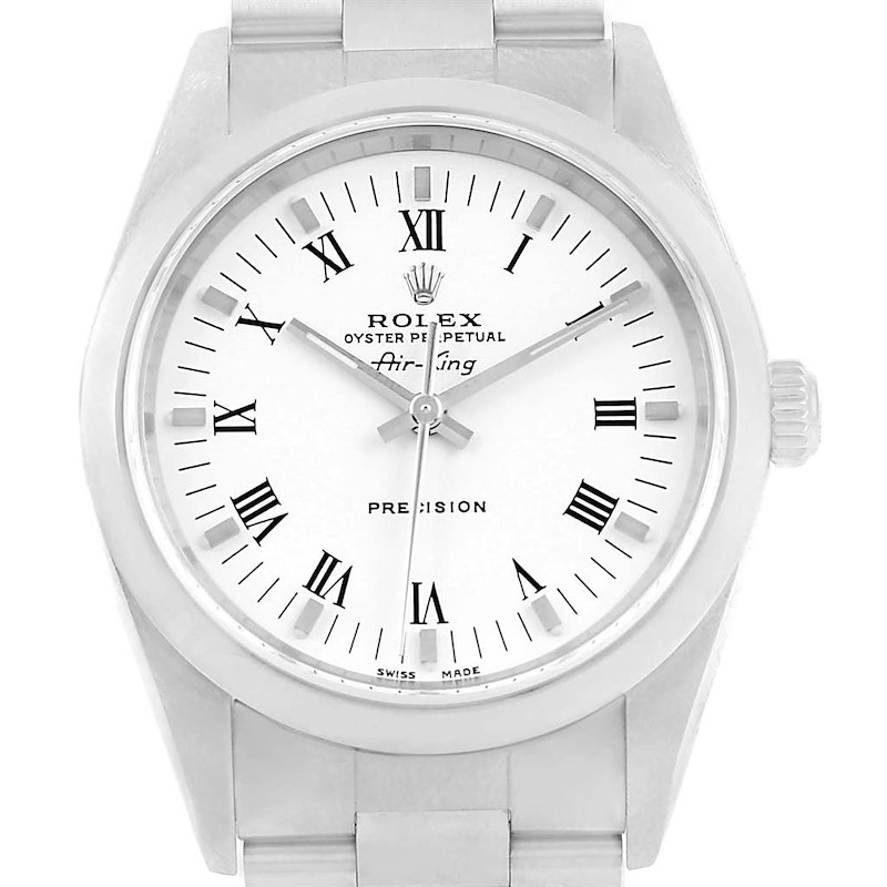 Rolex Air King White Dial Oyster Bracelet Steel Mens Watch 14000 SwissWatchExpo
