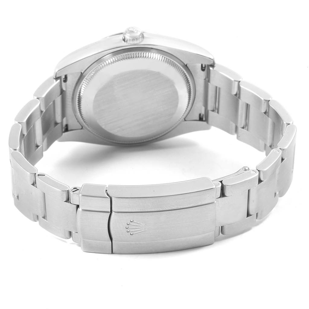The image shows the back case and clasp of the Rolex Air-King 114234 Men's Stainless Steel White Dial 114234 Men's Stainless Steel White Dial watch from a rear angle.