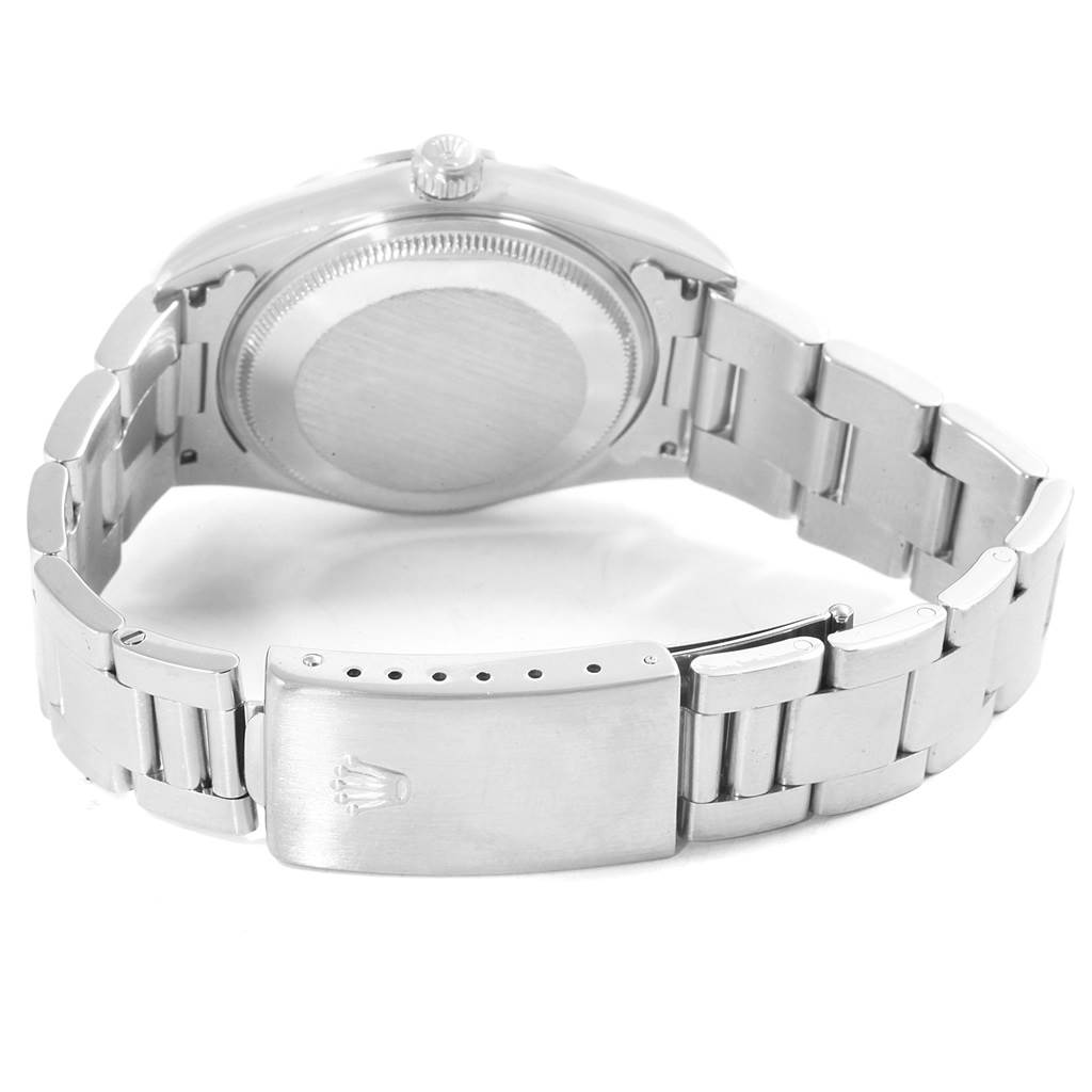 The image shows the back view of a Rolex Air-King 14000 Men's Stainless Steel Black Dial 14000 Men's Stainless Steel Black Dial watch, highlighting the case back, bracelet, and clasp.