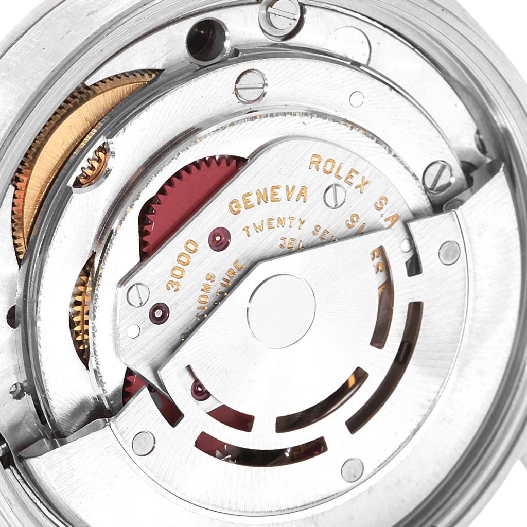 This image shows the internal automatic movement mechanism of the Rolex Air-King 14000 Men's Stainless Steel Black Dial 14000 Men's Stainless Steel Black Dial watch from a close-up angle.