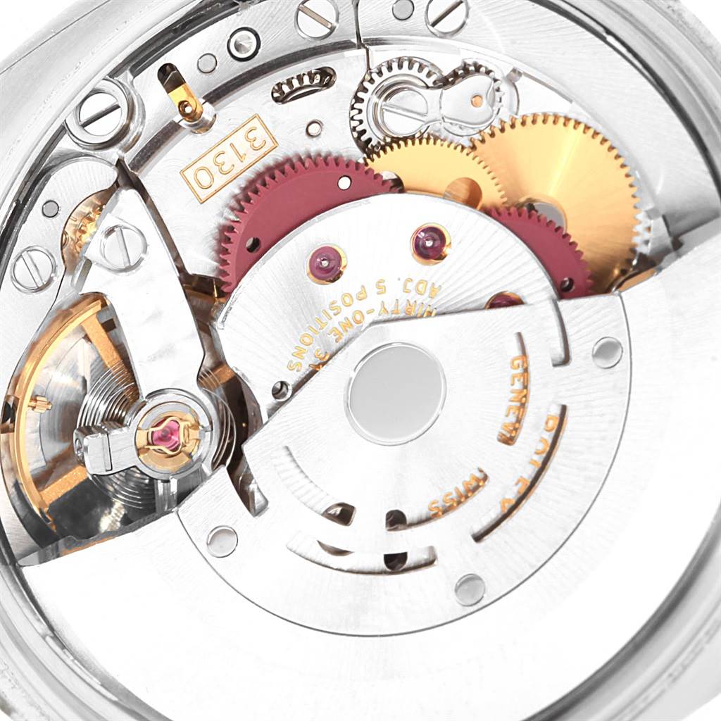 The image shows the internal mechanism and movement parts of a Rolex Air-King 114234 Men's Stainless Steel Black Dial 114234 Men's Stainless Steel Black Dial watch.