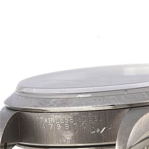 The image shows a close-up of the Rolex Air-King 14000 Men's Stainless Steel Blue Dial 14000 Men's Stainless Steel Blue Dial watch, focusing on the case side with the serial number engraved.