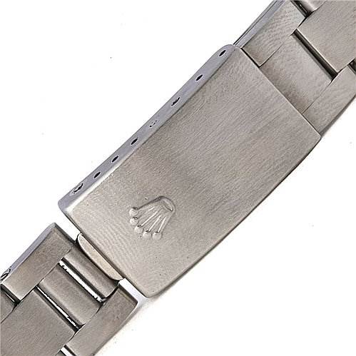The image shows a close-up of the clasp and part of the bracelet of a Rolex Air-King 14000 Men's Stainless Steel Blue Dial 14000 Men's Stainless Steel Blue Dial watch.