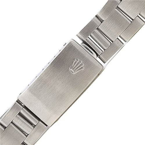 The image shows a close-up of the clasp and part of the bracelet of a Rolex Air-King 1400 Men's Stainless Steel Silver Dial 1400 Men's Stainless Steel Silver Dial watch.