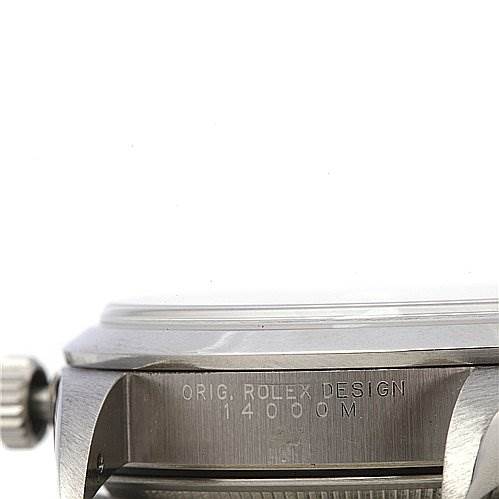 This image shows a close-up side view of a Rolex Air-King 14000M Men's Stainless Steel Silver Dial 14000M Men's Stainless Steel Silver Dial watch focusing on the casing and crown with the model number engraved.