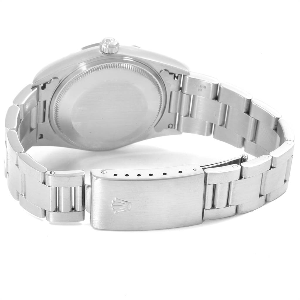 This image shows the back case and metal bracelet of a Rolex Air-King 14000 Men's Stainless Steel Silver Dial 14000 Men's Stainless Steel Silver Dial watch, viewed from the rear angle.