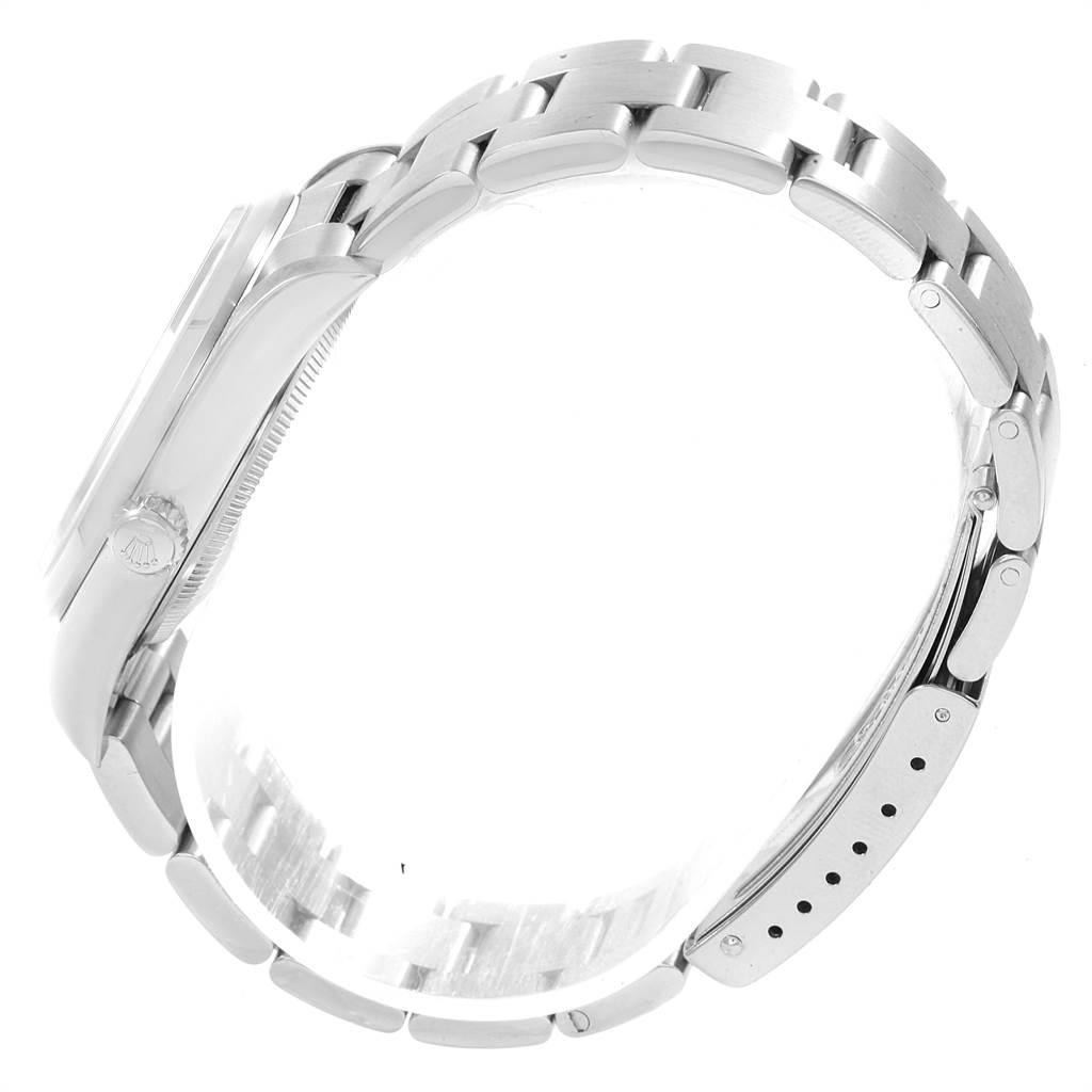 The image shows a side profile of the Rolex Air-King 14000 Men's Stainless Steel Silver Dial 14000 Men's Stainless Steel Silver Dial watch, highlighting the side of the case and the bracelet.