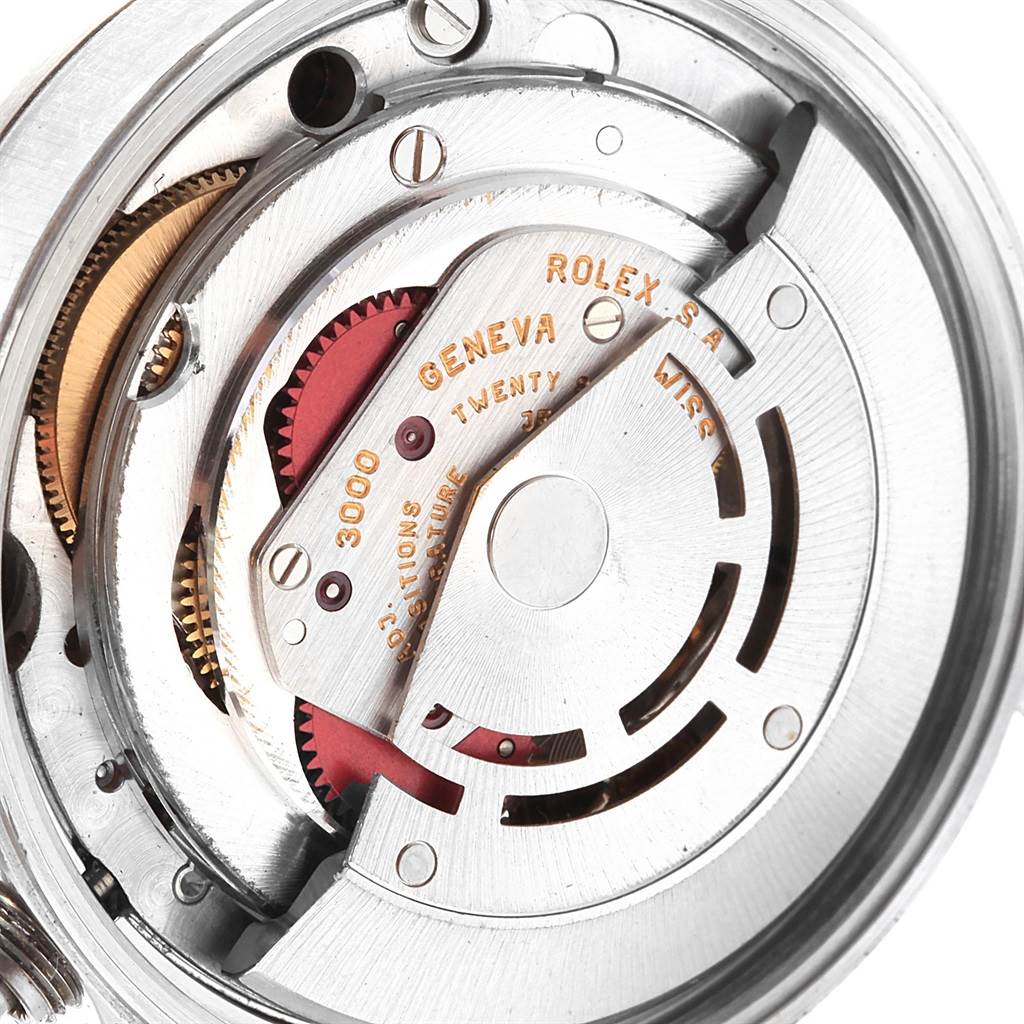 This is a close-up of the internal movement mechanism of a Rolex Air-King 14000 Men's Stainless Steel Black Dial 14000 Men's Stainless Steel Black Dial watch.