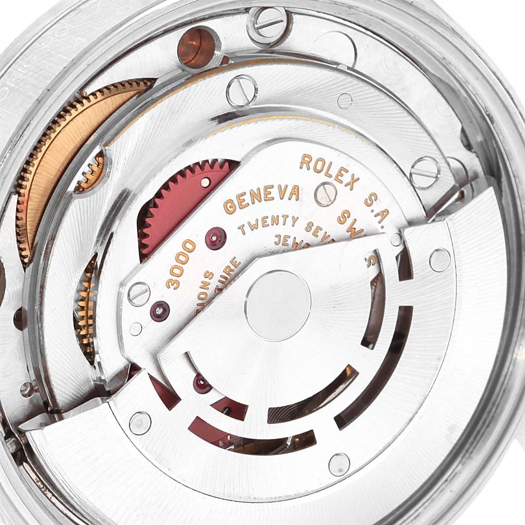 This image shows the intricate internal mechanism and components of a Rolex Air-King 14000 Men's Stainless Steel Pink Dial 14000 Men's Stainless Steel Pink Dial watch.