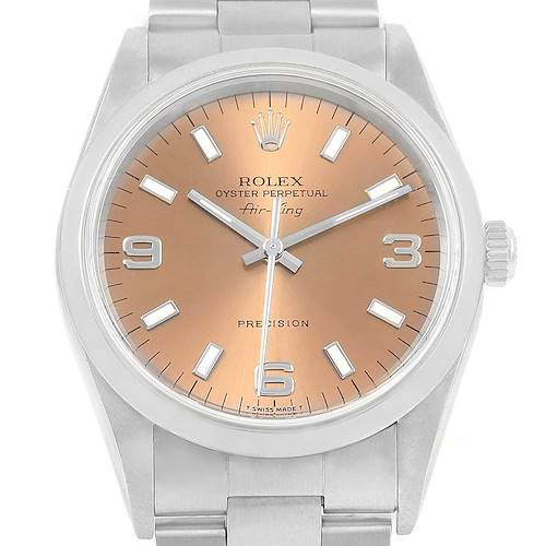 Photo of Rolex Air King 34 Salmon Dial Oyster Bracelet Steel Mens Watch 14000