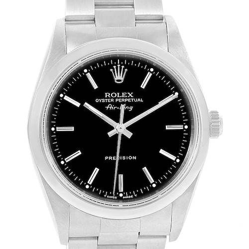 Photo of Rolex Air King Black Dial Domed Bezel Steel Mens Watch 14000
