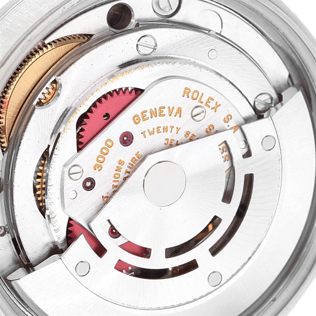 The image shows a close-up view of the movement mechanism of a Rolex Air-King 14000 Men's Stainless Steel Black Dial 14000 Men's Stainless Steel Black Dial watch.