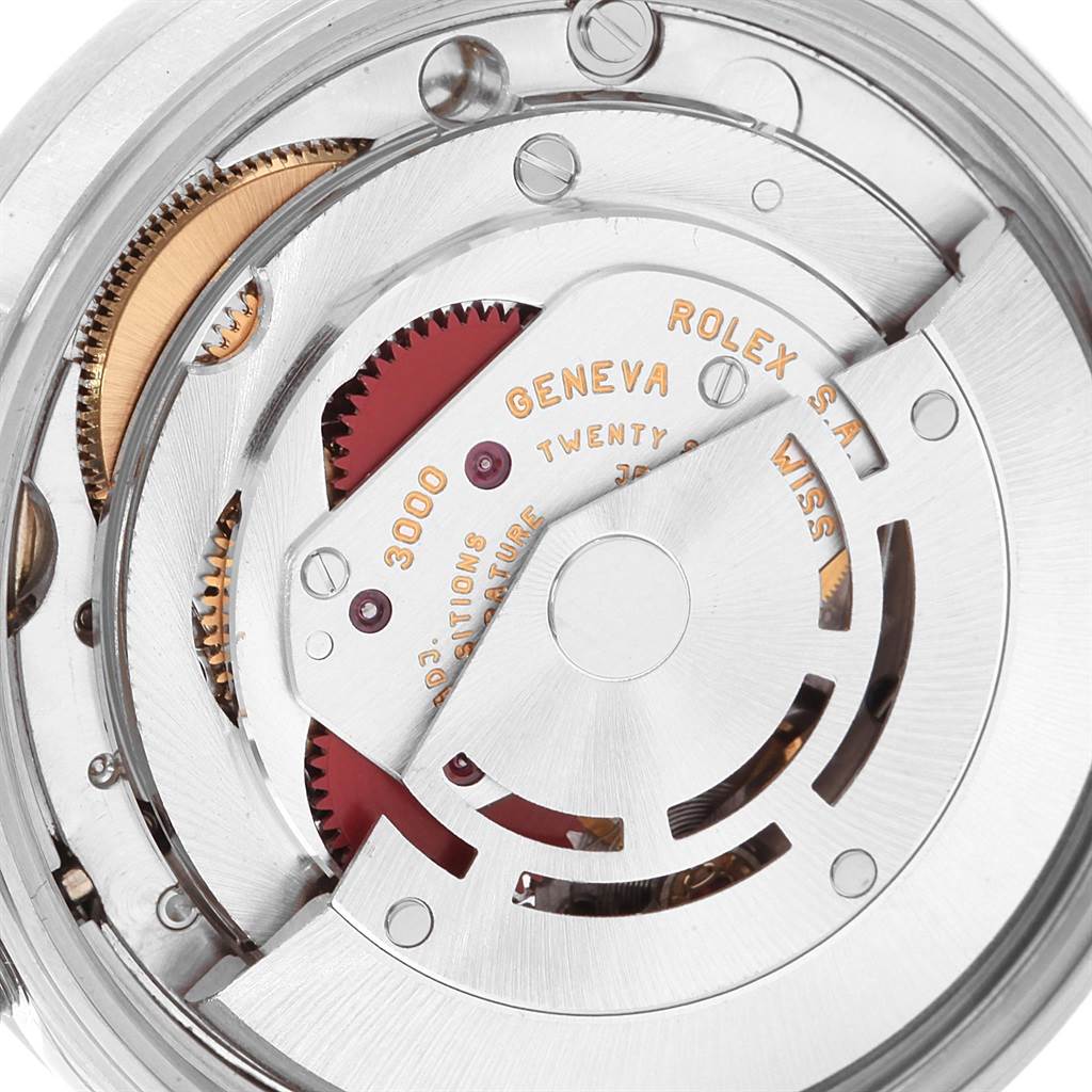 The image shows the internal movement mechanism of a Rolex Air-King 14010 Men's Stainless Steel Silver Dial 14010 Men's Stainless Steel Silver Dial watch at a close-up angle.