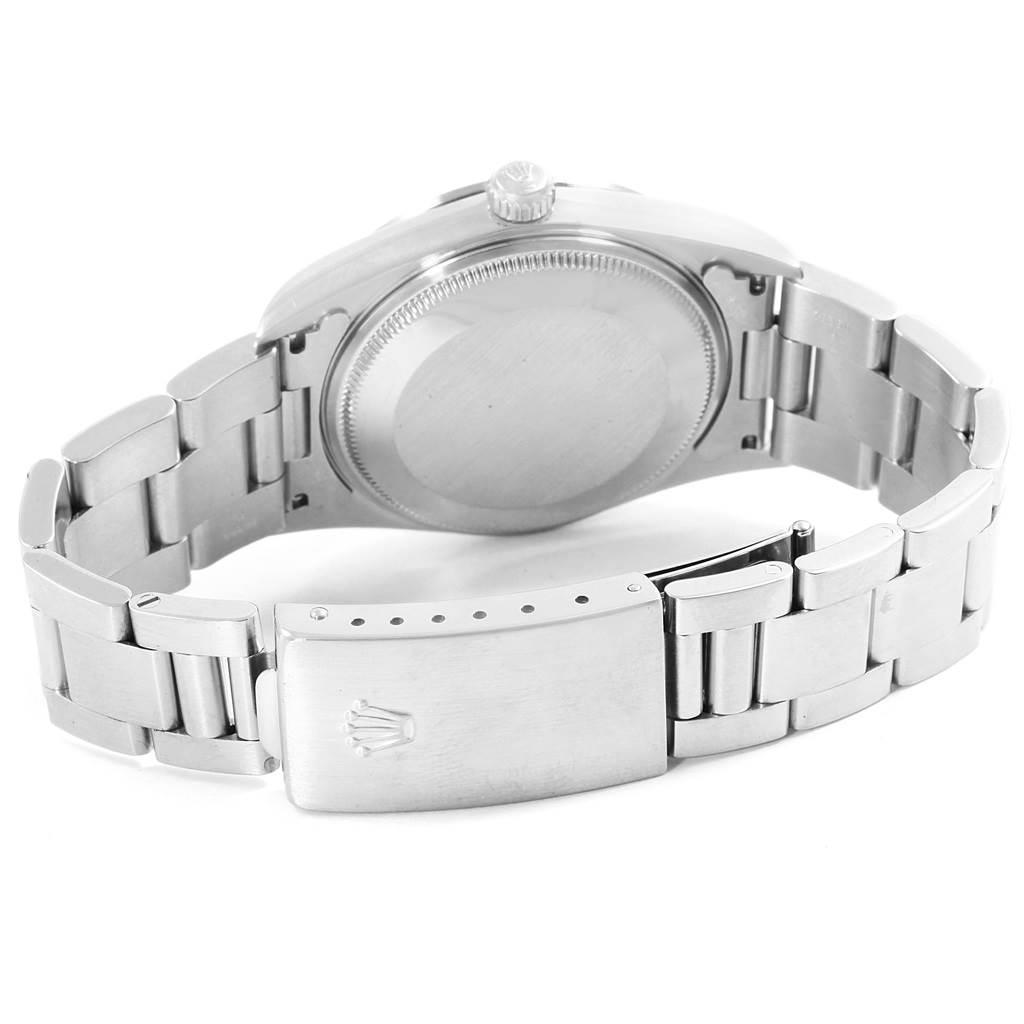 The image shows the back case and bracelet of a Rolex Air-King 14000 Men's Stainless Steel Blue Dial 14000 Men's Stainless Steel Blue Dial watch from a rear angle.