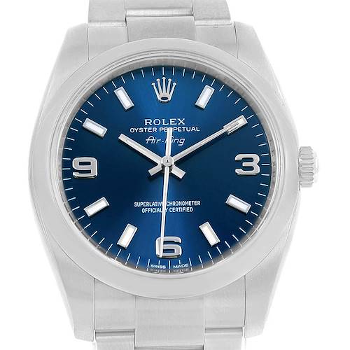 Photo of Rolex Air King 34 Blue Dial Smooth Bezel Unisex Watch 114200