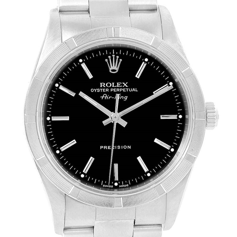 Rolex Air King 34 Black Dial Steeel Mens Watch 14010 Box Papers SwissWatchExpo