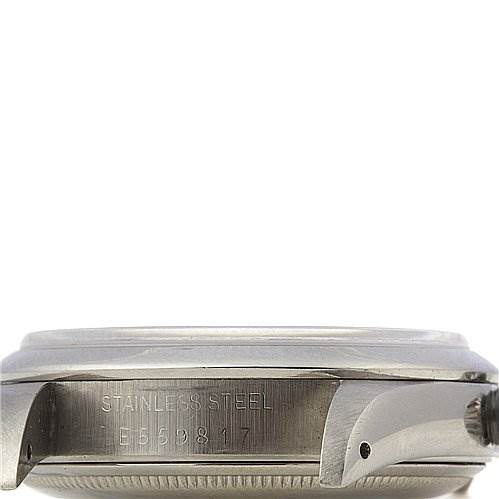 The image shows a side view of the steel case and lugs of a Rolex Air-King 14000 Men's Stainless Steel Blue Dial 14000 Men's Stainless Steel Blue Dial watch.