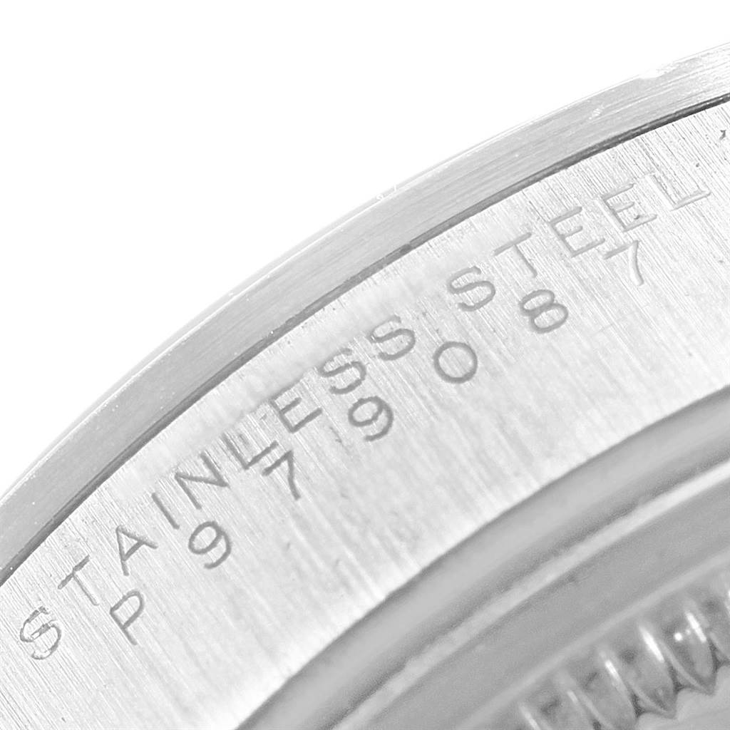 The image shows a close-up of the stainless steel case back engraving on a Rolex Air-King 14000 Men's Stainless Steel Blue Dial 14000 Men's Stainless Steel Blue Dial watch.