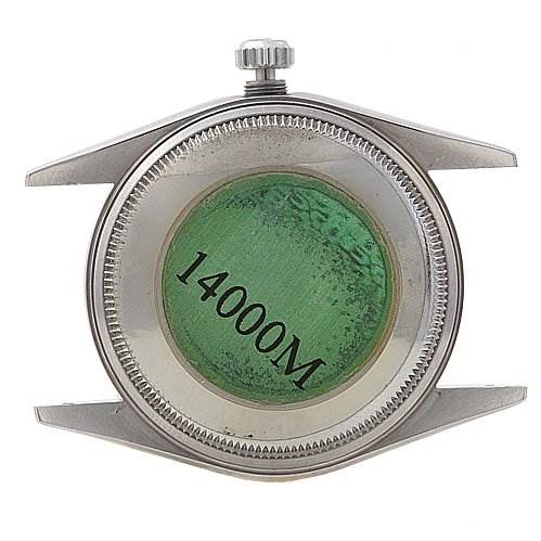 The image shows a Rolex Air-King 14000M Men's Stainless Steel Brown Dial 14000M Men's Stainless Steel Brown Dial watch case, viewed from the back, displaying the model number 14000M.