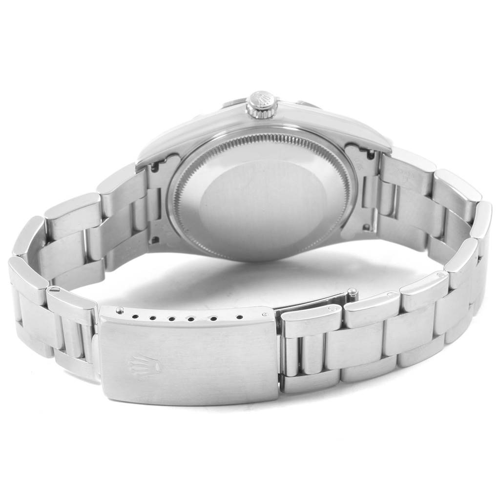 The image shows the back and bracelet clasp of a Rolex Air-King 14000 Men's Stainless Steel Blue Dial 14000 Men's Stainless Steel Blue Dial watch, viewed from the underside.