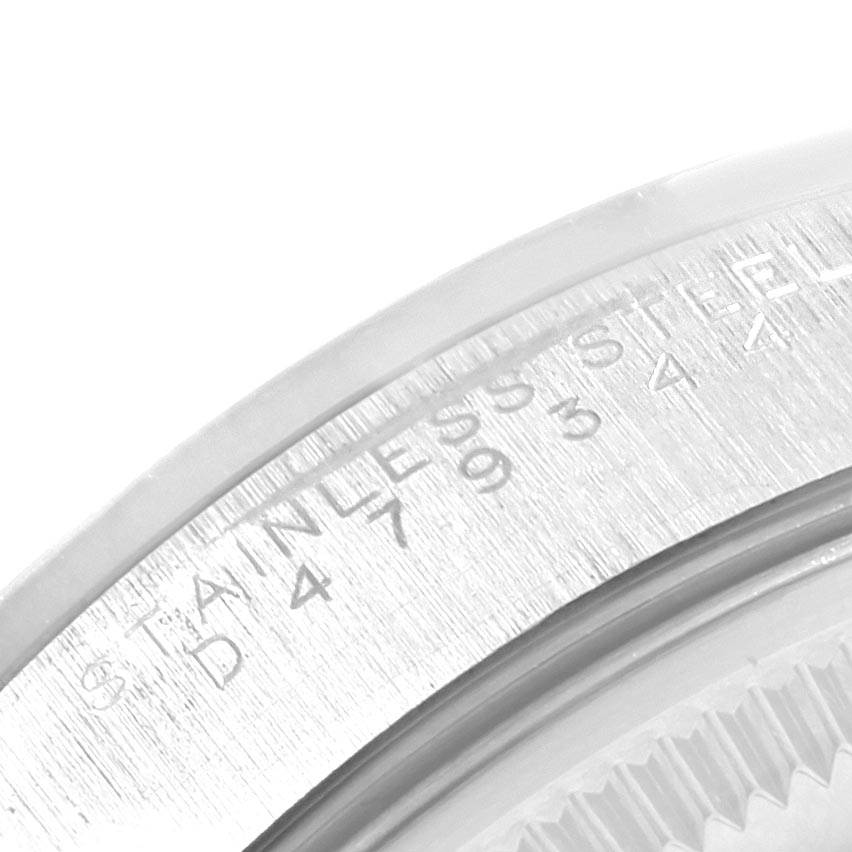 The image shows a close-up of the engraved bezel or case back of a Rolex Air-King 14000 Men's Stainless Steel Pink Dial 14000 Men's Stainless Steel Pink Dial watch.