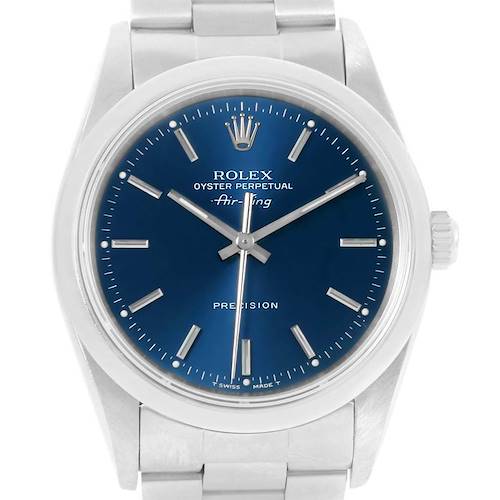 Photo of Rolex Air King 34 Blue Baton Dial Automatic Steel Mens Watch 14000