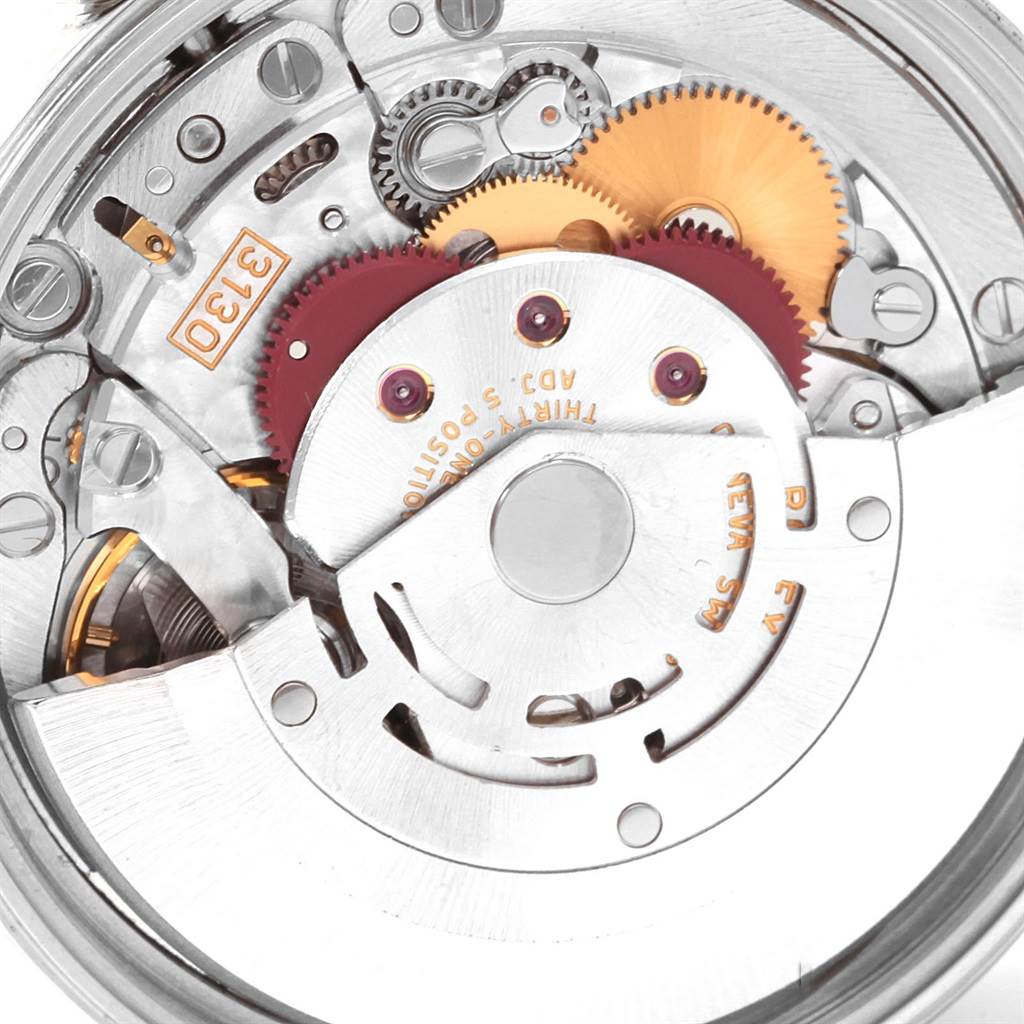 This image shows a close-up of the internal mechanical parts of the Rolex Air-King 14000 Men's Stainless Steel Black Dial 14000 Men's Stainless Steel Black Dial watch movement.
