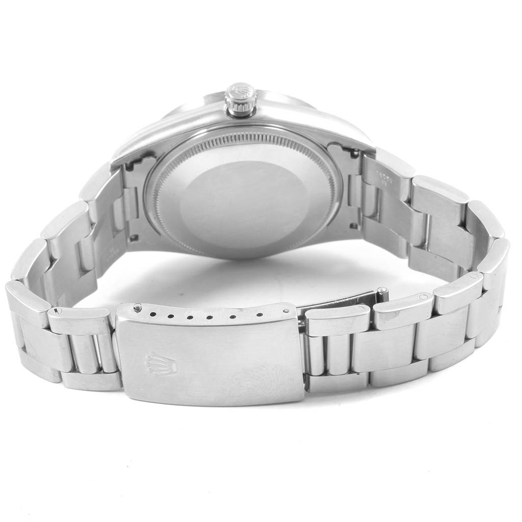 The image shows the back and bracelet of a Rolex Air-King 14010 Men's Stainless Steel Black Dial 14010 Men's Stainless Steel Black Dial watch, viewed from a rear angle.