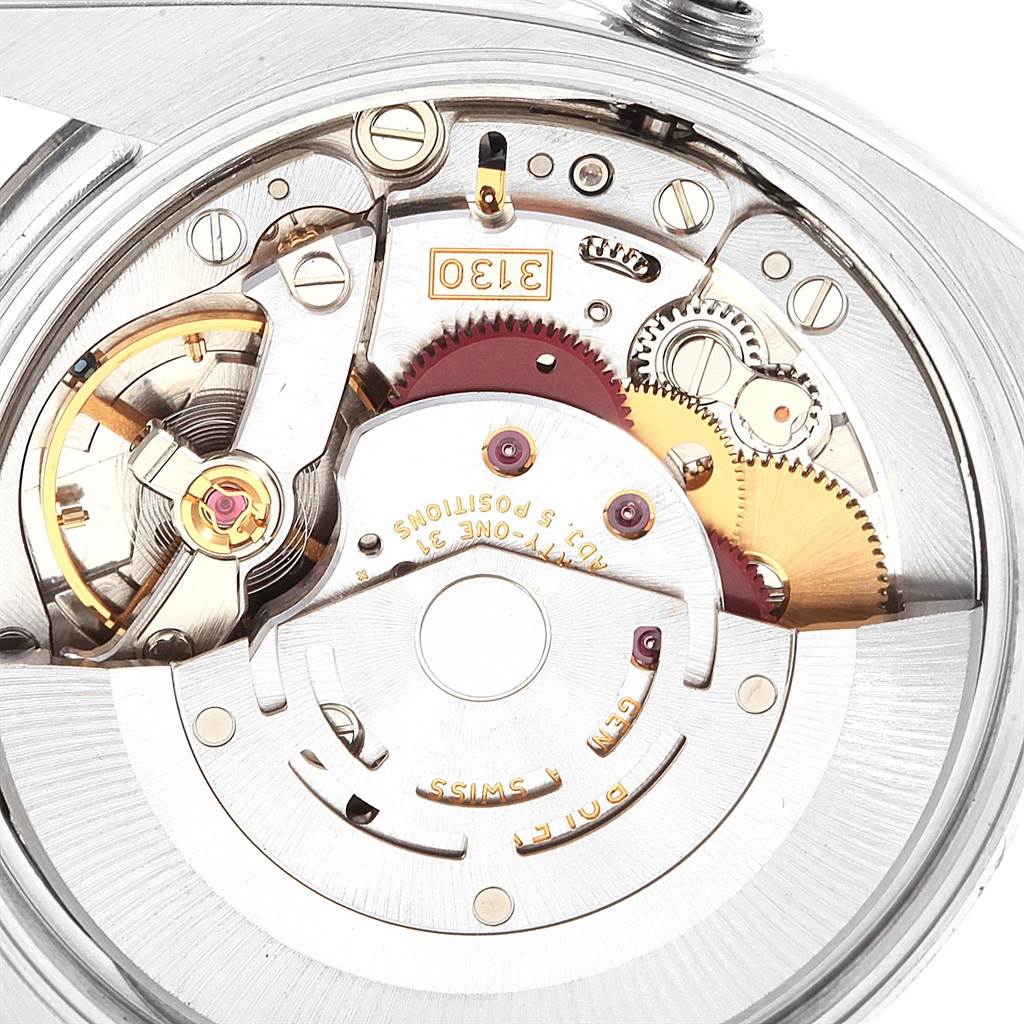 This image shows the internal mechanism and movement parts of the Rolex Air-King 20465 Men's Stainless Steel Silver Dial 20465 Men's Stainless Steel Silver Dial watch in a detailed and close-up view.