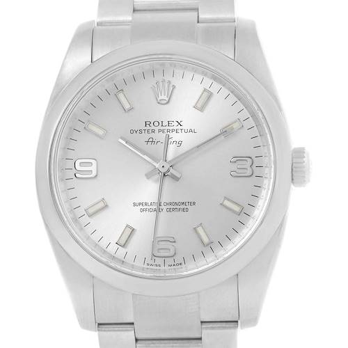 Photo of Rolex Air King Silver Dial Luminous Hour Markers Mens Watch 114200