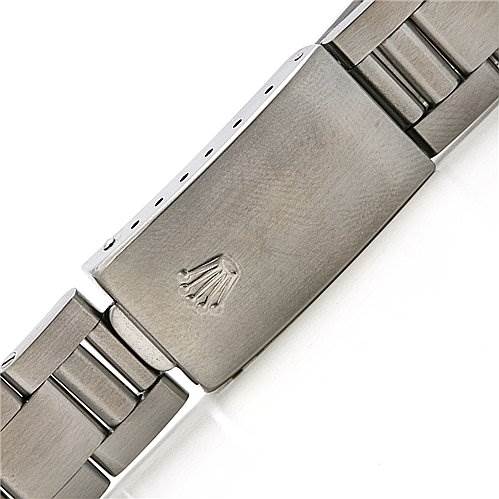 The image shows a close-up of the clasp on a Rolex Air-King 14000 Men's Stainless Steel Black Dial 14000 Men's Stainless Steel Black Dial watch bracelet.