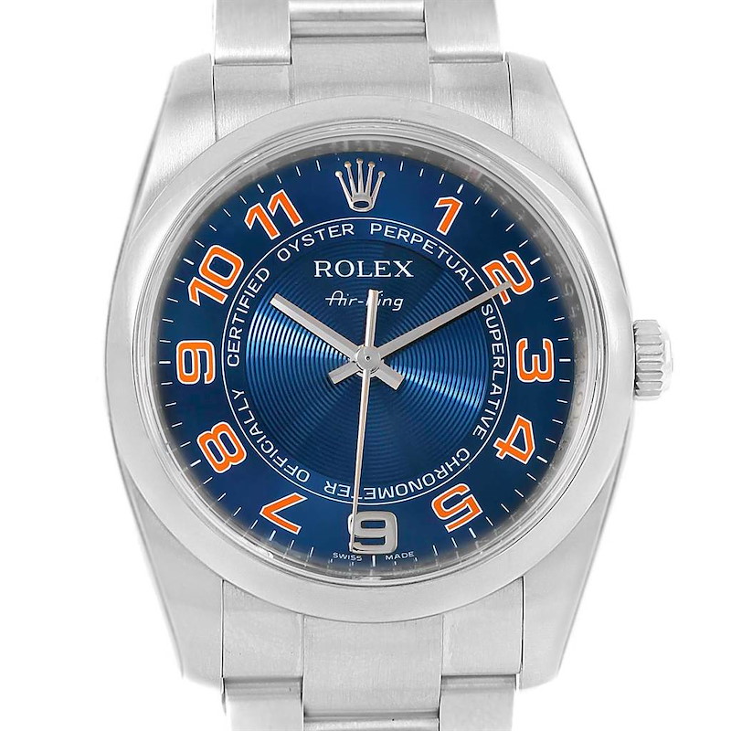 Rolex Air King Blue Concentric Dial Steel Mens Watch 114200 SwissWatchExpo