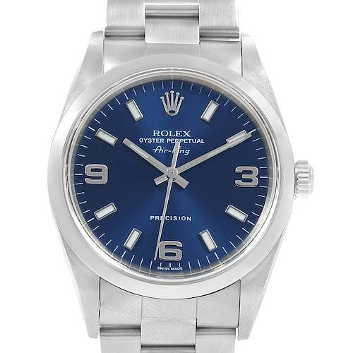 Photo of Rolex Air King 34 Blue Dial Oyster Bracelet Steel Mens Watch 14000