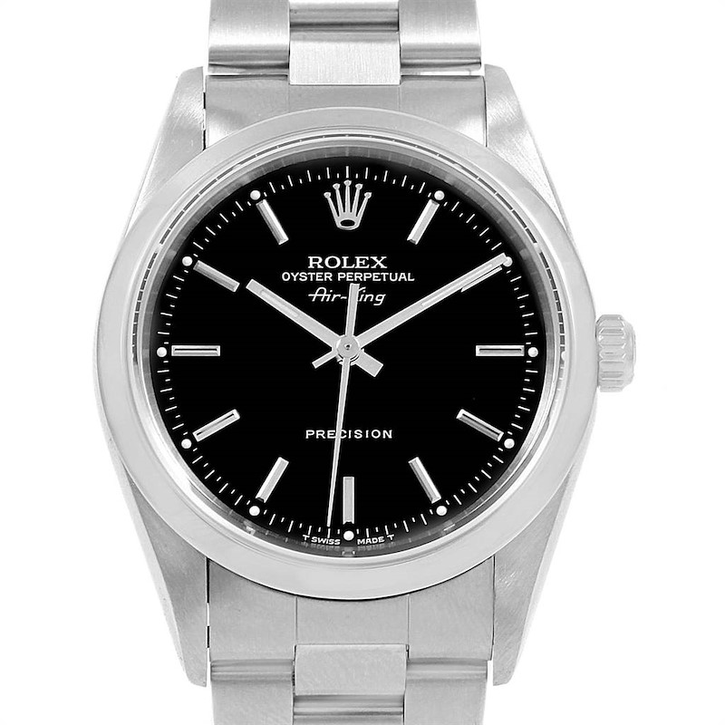 Rolex Air King 34 Black Dial Stainless Steel Mens Watch 14000 Box SwissWatchExpo