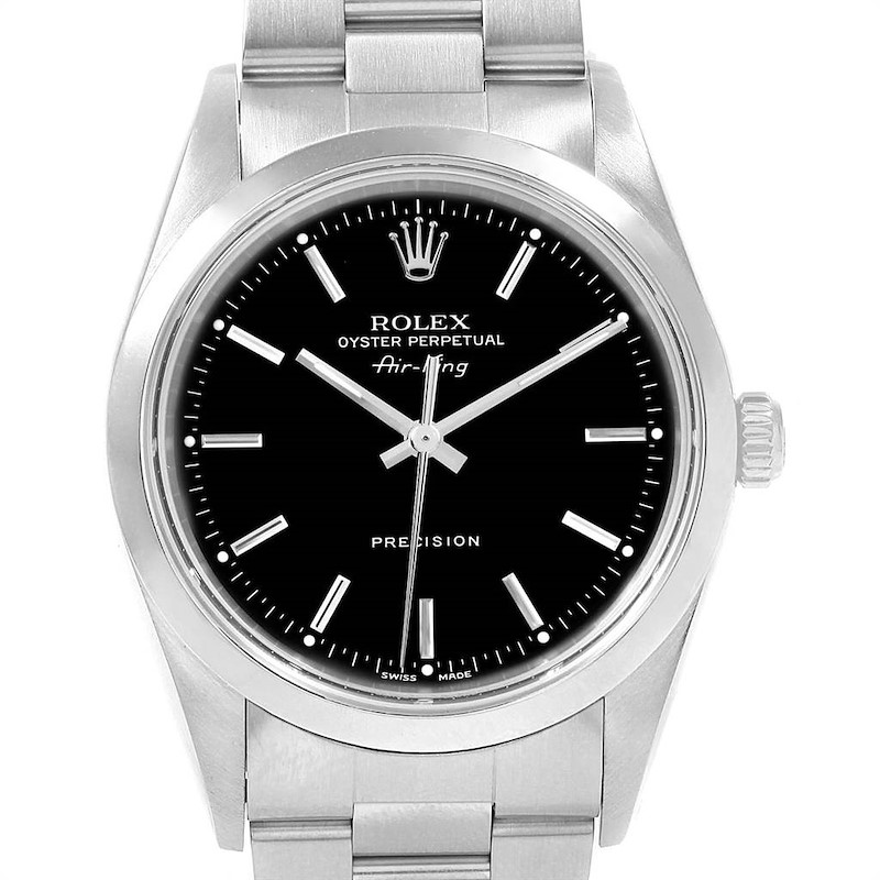 Rolex Air King 34 Black Dial Stainless Steel Mens Watch 14000 Box SwissWatchExpo