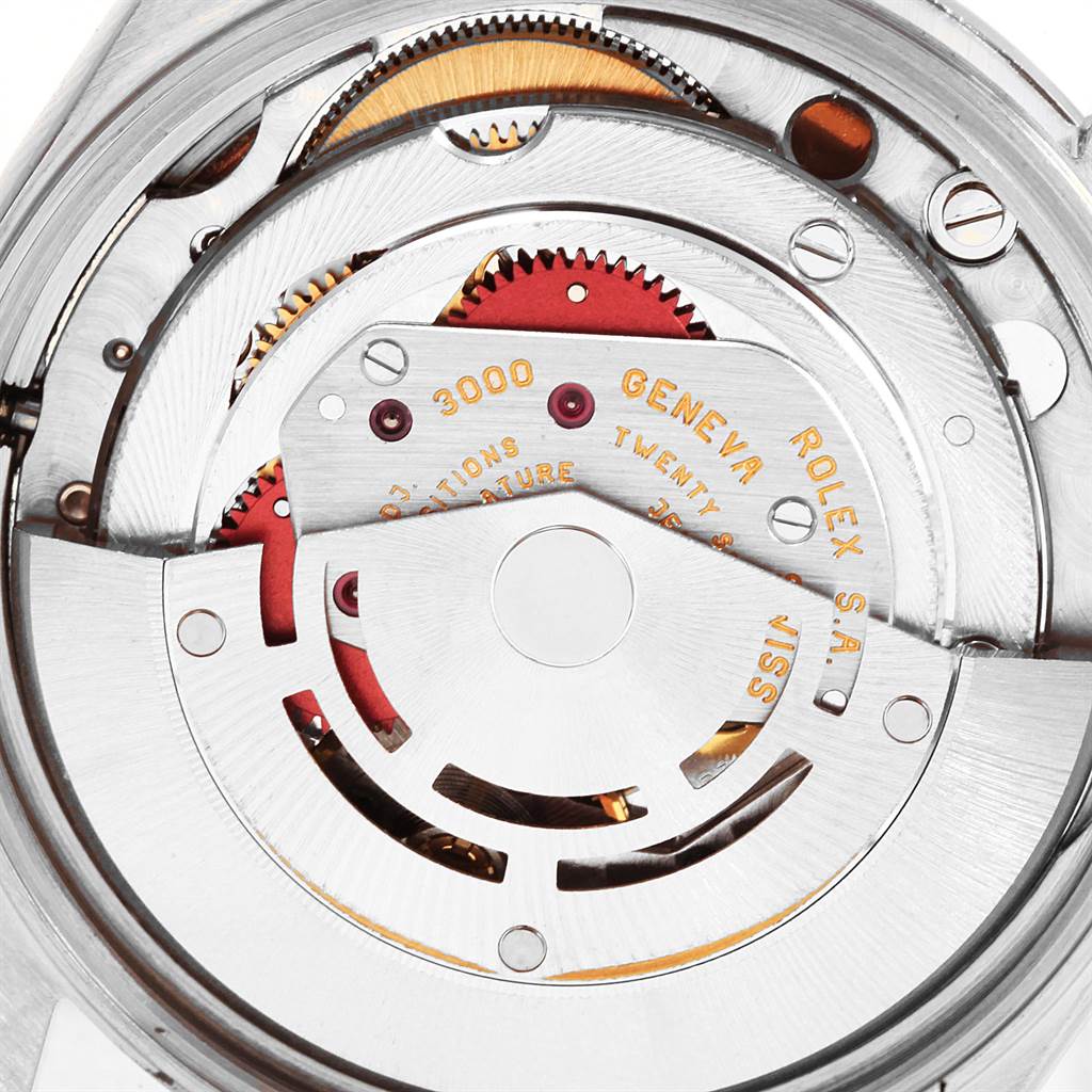 This image shows the internal movement mechanism of the Rolex Air-King 14000 Men's Stainless Steel Silver Dial 14000 Men's Stainless Steel Silver Dial watch, highlighting its intricate parts.