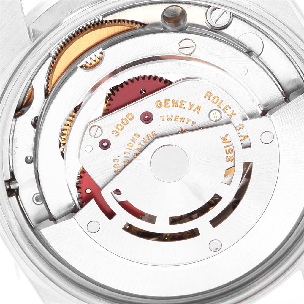 This image displays the movement mechanism of a Rolex Air-King 14010 Men's Stainless Steel Silver Dial 14010 Men's Stainless Steel Silver Dial watch from a close-up, detailed angle.