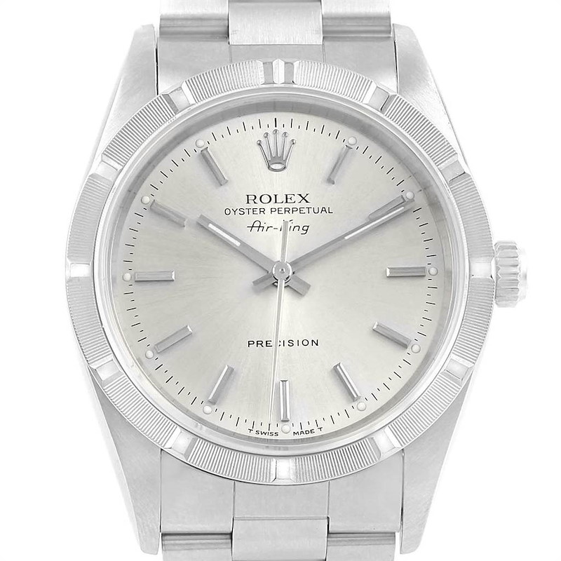 Rolex Air King 34 Silver Dial Automatic Steel Mens Watch 14010 SwissWatchExpo