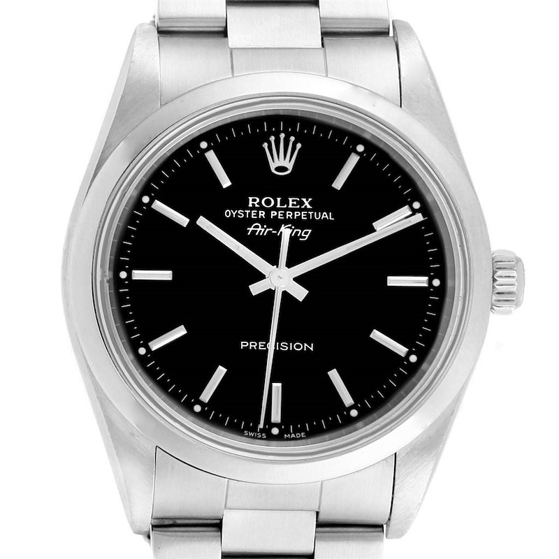 Rolex Air King 34 Black Dial Stainless Steel Mens Watch 14000 SwissWatchExpo