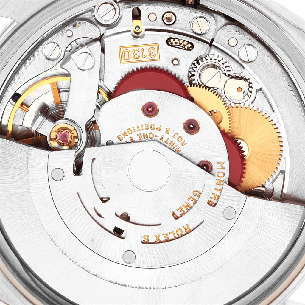 This image shows the internal movement parts of the Rolex Air-King 14000 Men's Stainless Steel Black Dial 14000 Men's Stainless Steel Black Dial watch from a close-up, top-down angle.