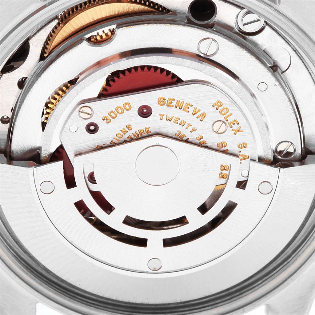 This image shows the internal movement mechanism of a Rolex Air-King 14000 Men's Stainless Steel Black Dial 14000 Men's Stainless Steel Black Dial watch at a close-up angle.