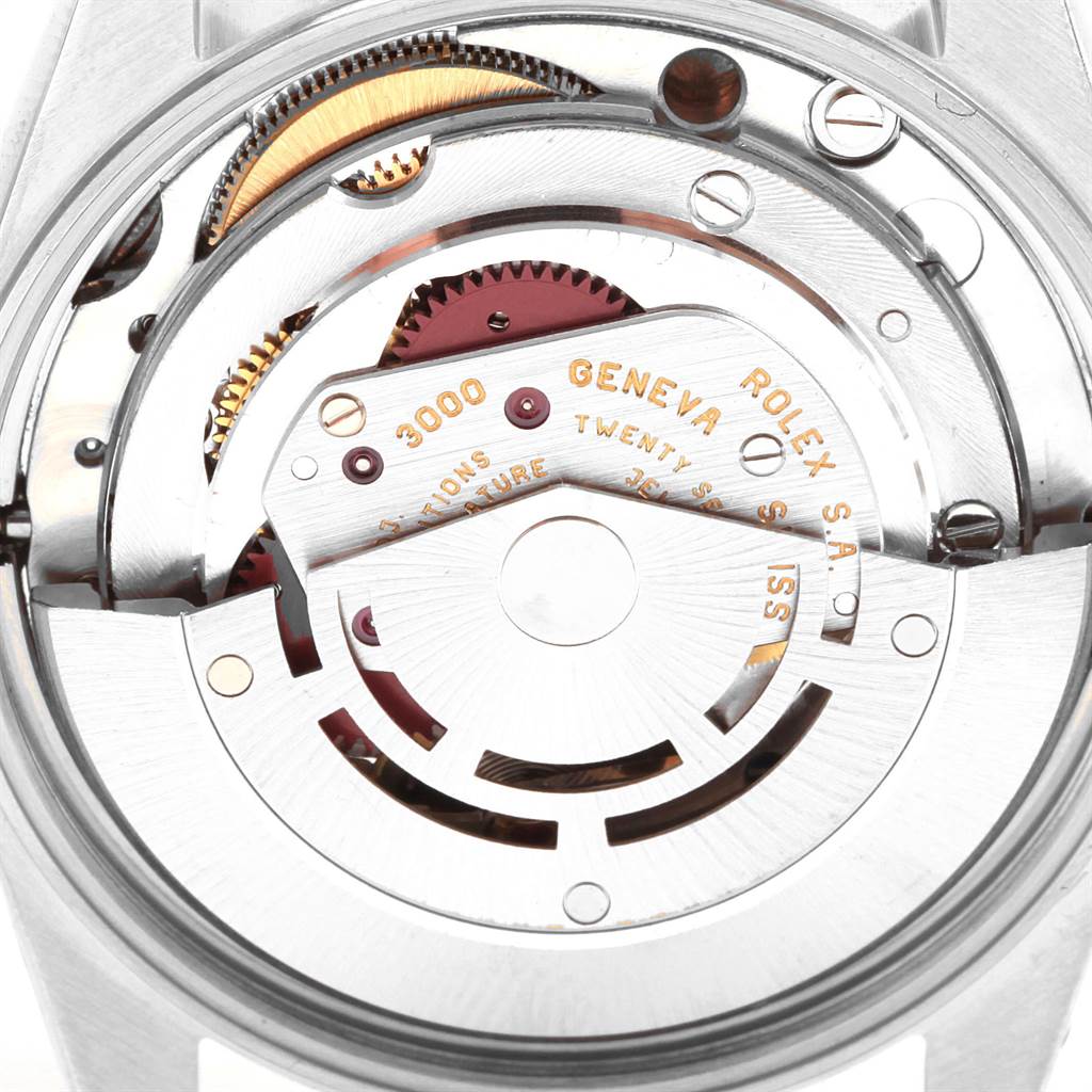 The image shows the internal movement and mechanism of a Rolex Air-King 14000 Men's Stainless Steel Silver Dial 14000 Men's Stainless Steel Silver Dial watch, viewed from the back.