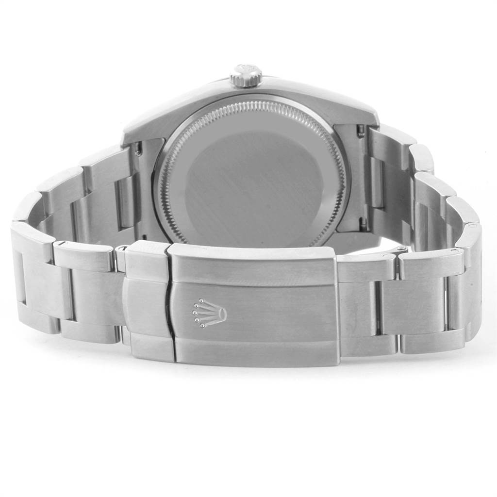 The image shows the back view and clasp of the Rolex Air-King 114234 Men's Stainless Steel White Dial 114234 Men's Stainless Steel White Dial watch, displaying the bracelet and rear of the watch case.