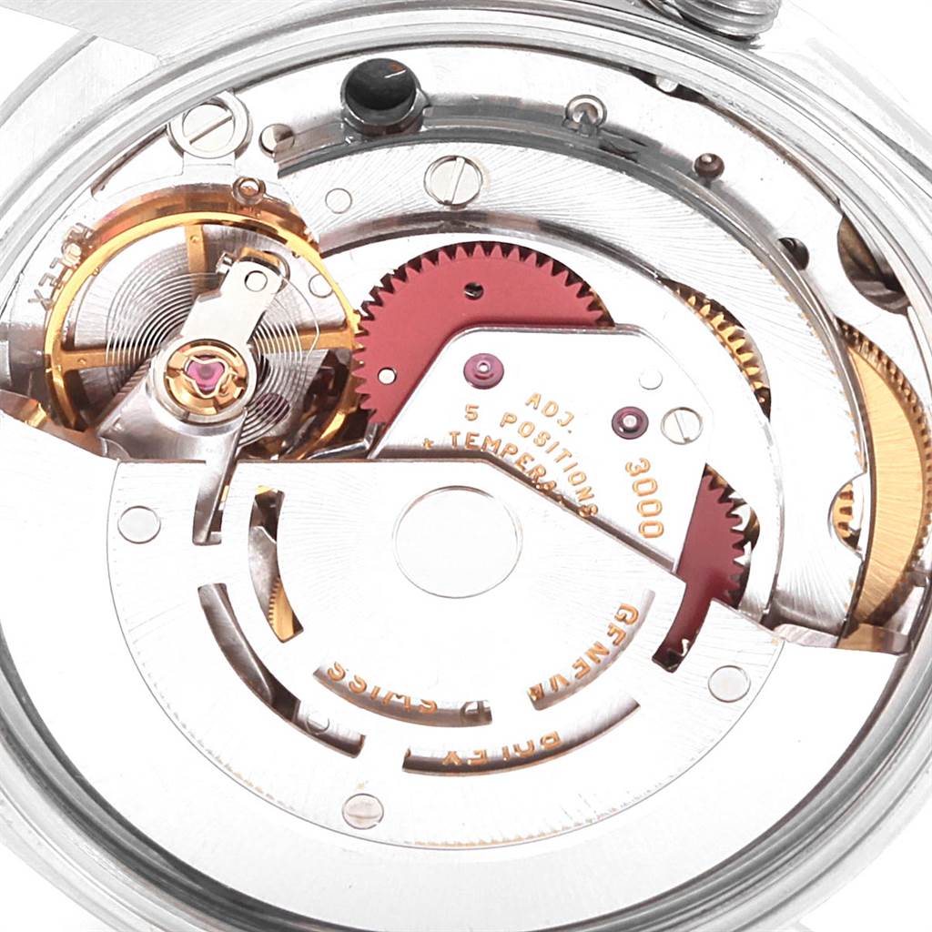 The image displays the internal mechanical movement parts of a Rolex Air-King 14000 Men's Stainless Steel Blue Dial 14000 Men's Stainless Steel Blue Dial watch, viewed from the back.