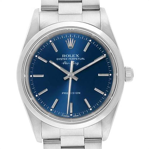 Photo of Rolex Air King 34 Blue Dial Oyster Bracelet Steel Mens Watch 14000